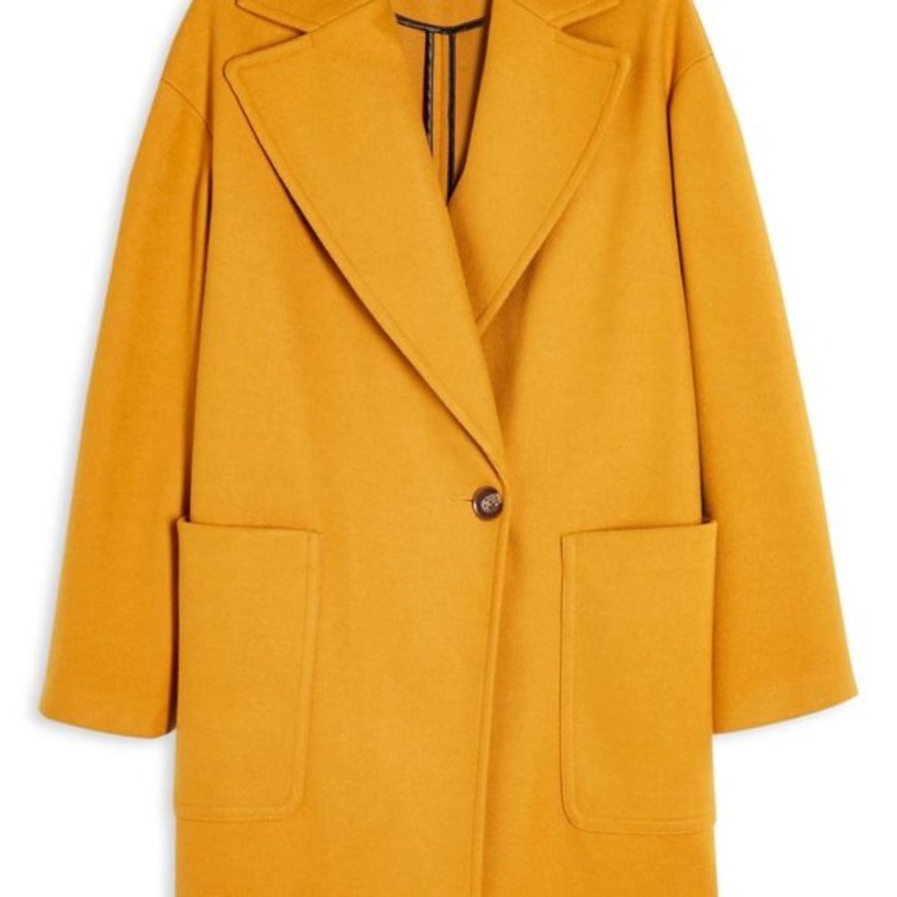 NWT - TOPSHOP Long Yellow Carly Slouch Peacoat (6) - Picture 3 of 16